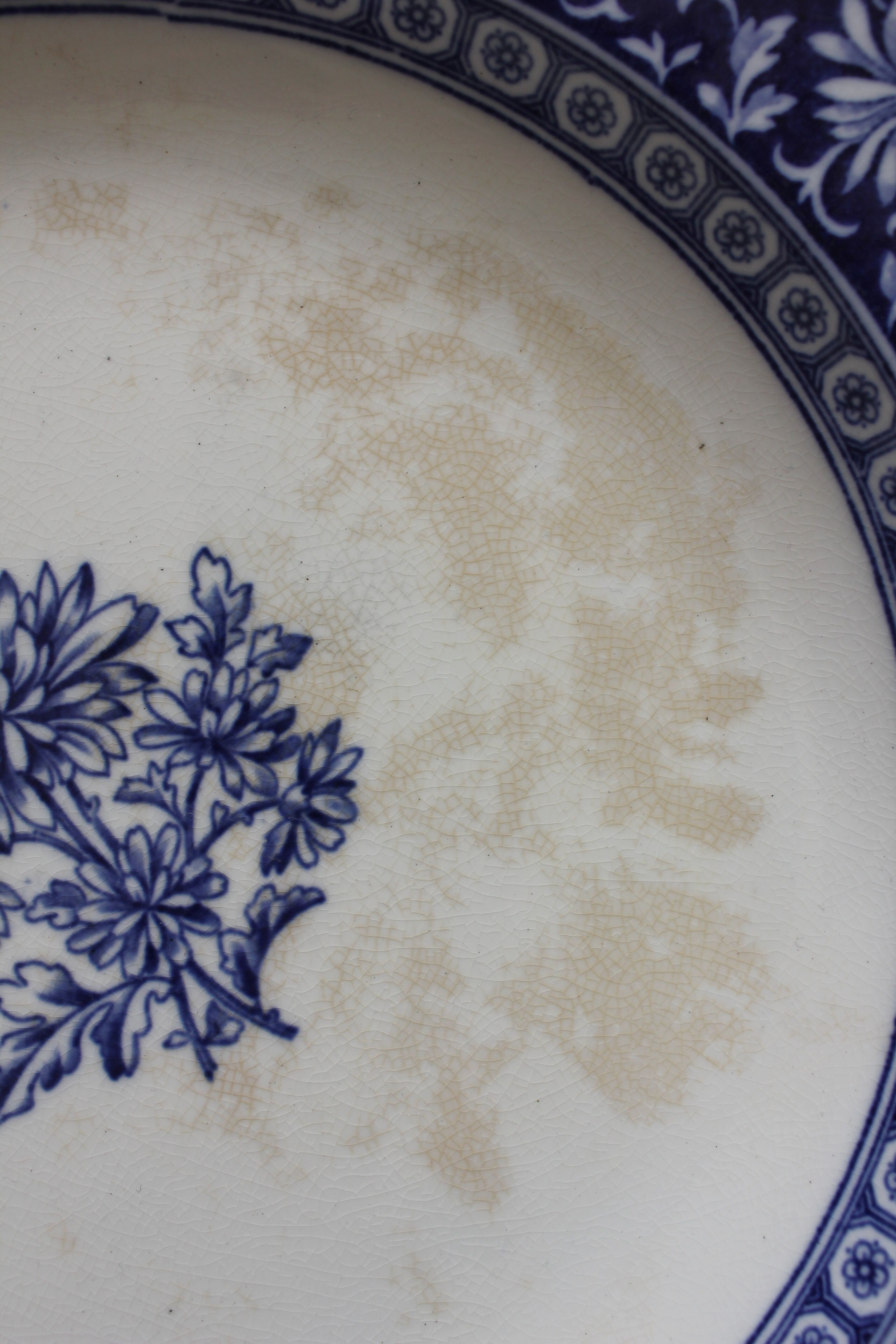 2 octagonal semi-deep plates, English ironstone "Chrysanthemum" Minton