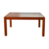 Wood and smoked glass coffee table, Design, 1970