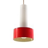 Philips Louis Kalff Mid-Century Hanging Lamp – Red and Opal Glass