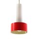 Philips Louis Kalff Mid-Century Hanging Lamp – Red and Opal Glass