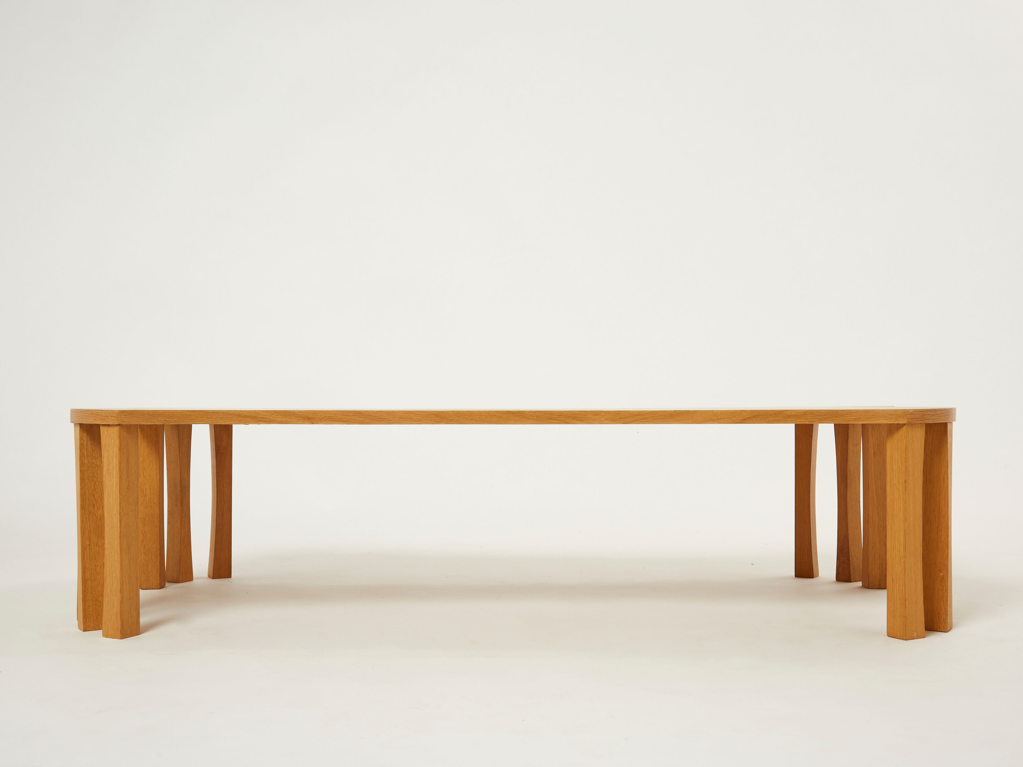 Coffee table signed by Vincent Poujardieu free form in oak 1992