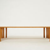 Coffee table signed by Vincent Poujardieu free form in oak 1992