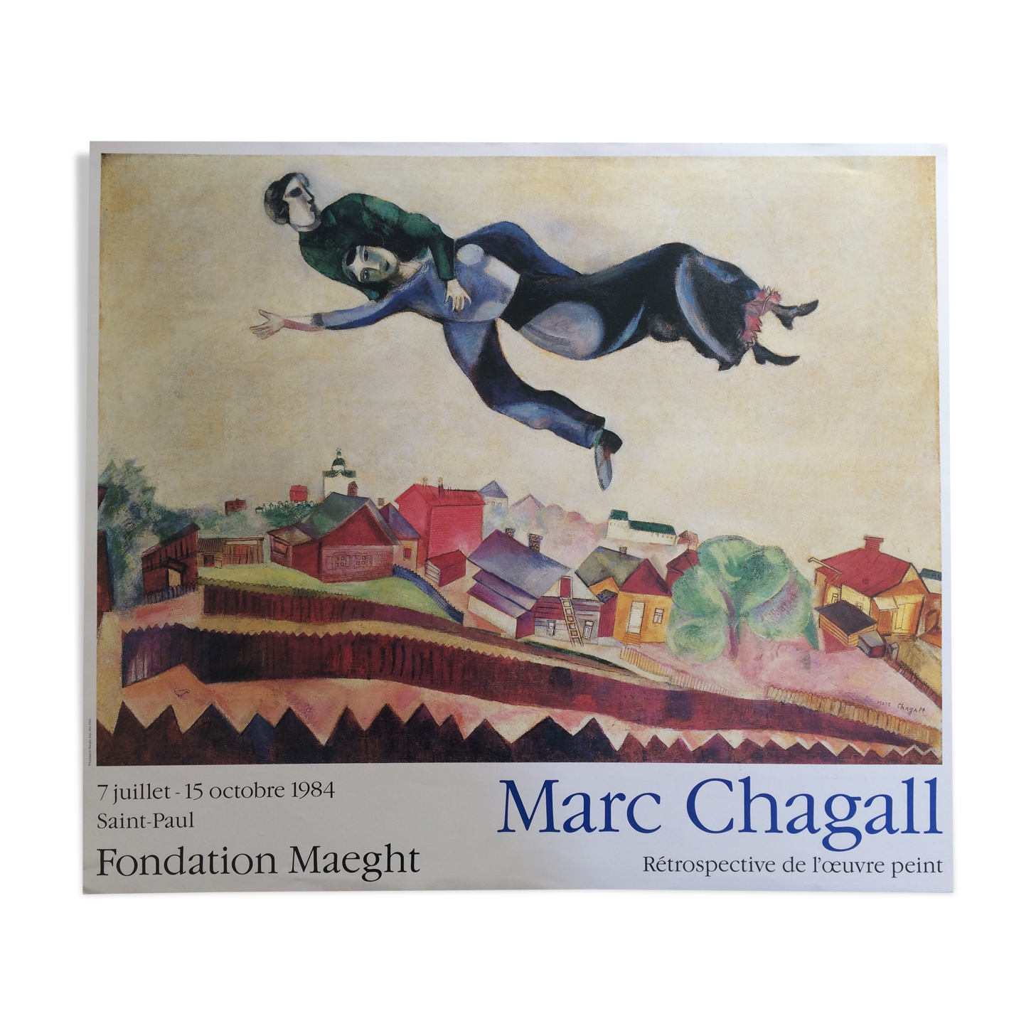 Marc chagall (after) maeght foundation, 1984. original exhibition poster