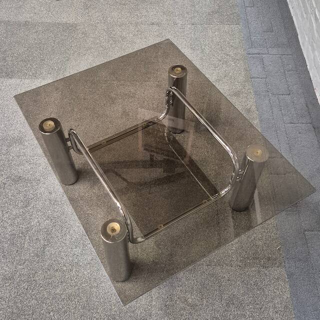 Vintage italian chrome coffee table -1970's