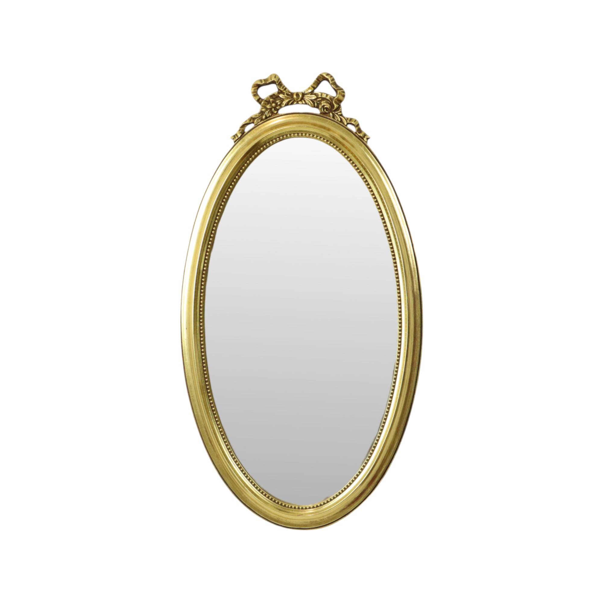 Miroir ovale classique doré à décor de ruban, France