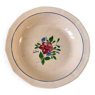 Plat creux Digoin Sarreguemines rose années 40