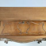 Vintage Baroque Solid Walnut Dresser with Inlaid Designs, Italy