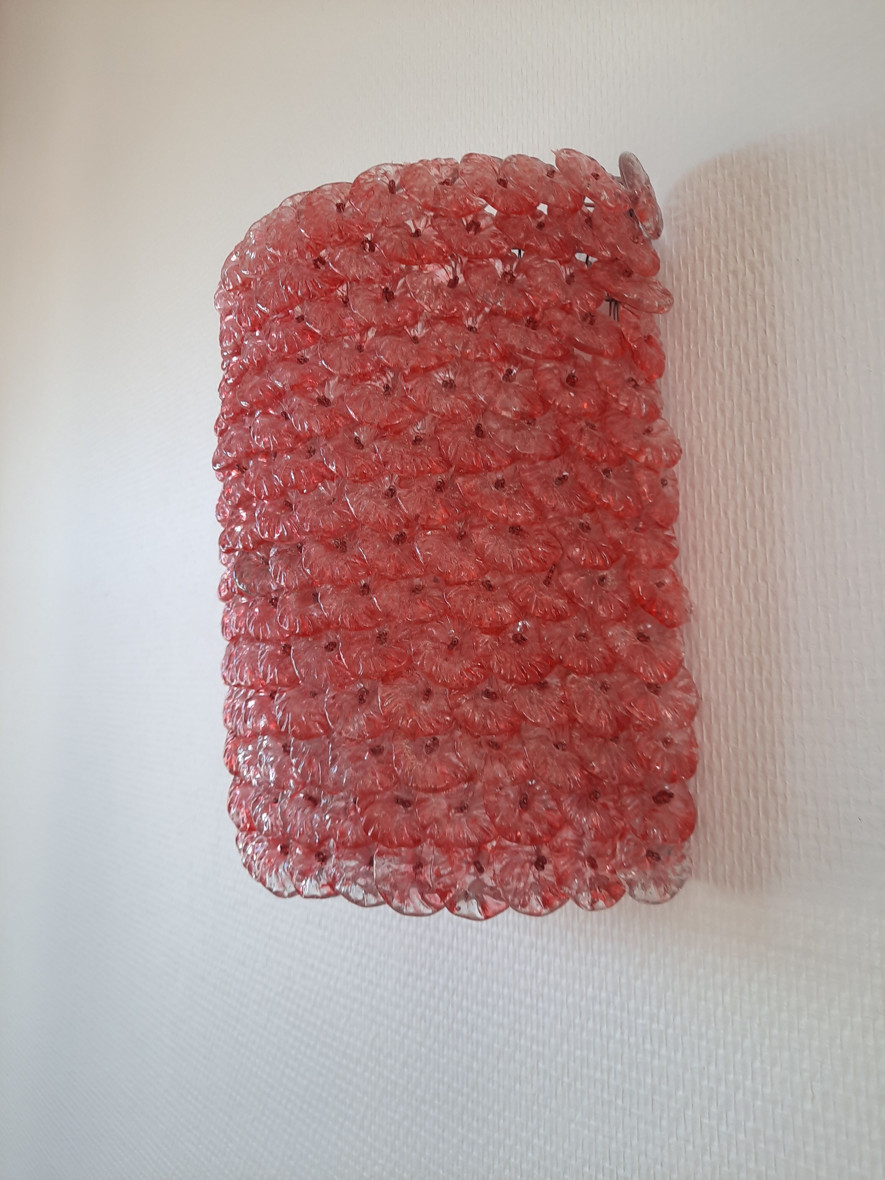 Pair of pink glass sconces 70-80s