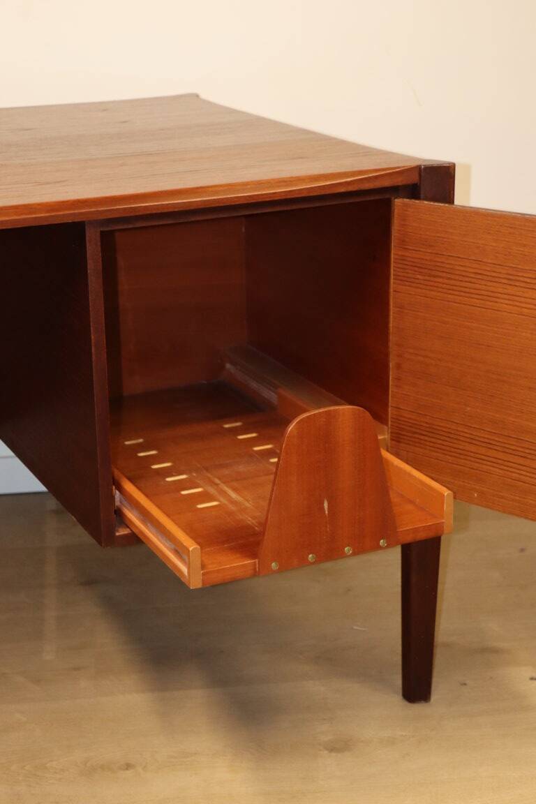 Vintage desk by Wilhelm Renz in double-sided teak, 1960s
