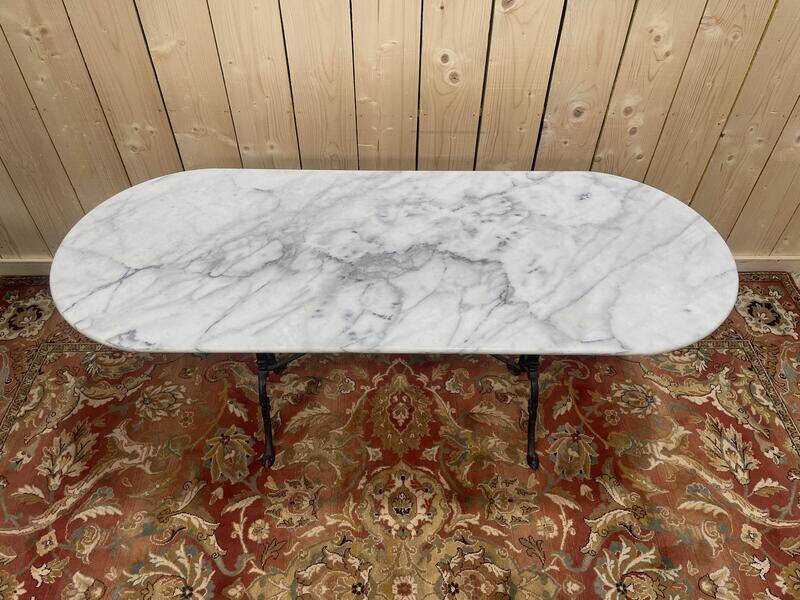 Table de bistrot en fer et marbre 160 cm