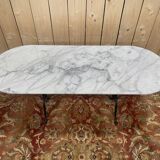 Table de bistrot en fer et marbre 160 cm