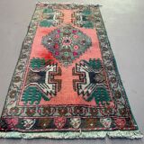 Small Vintage Turkish Rug 105x52 cm, Short Runner, Tribal, Shabby Chic