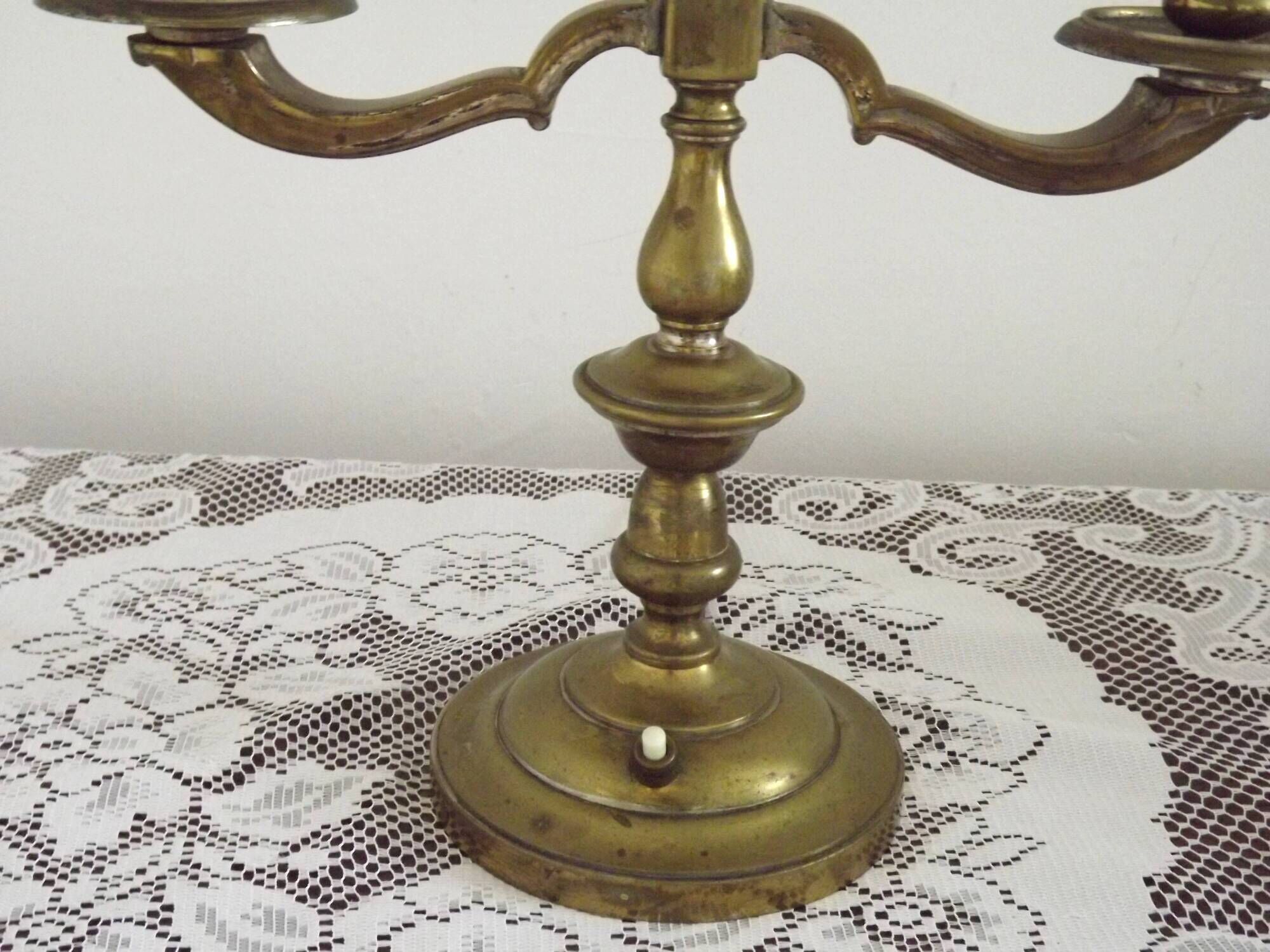 2 Light French Vintage Brass Boulotte Table Lamp With Cream Pleated Shade 5