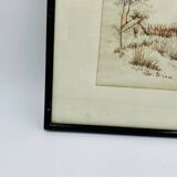 Still life in felt pen signed