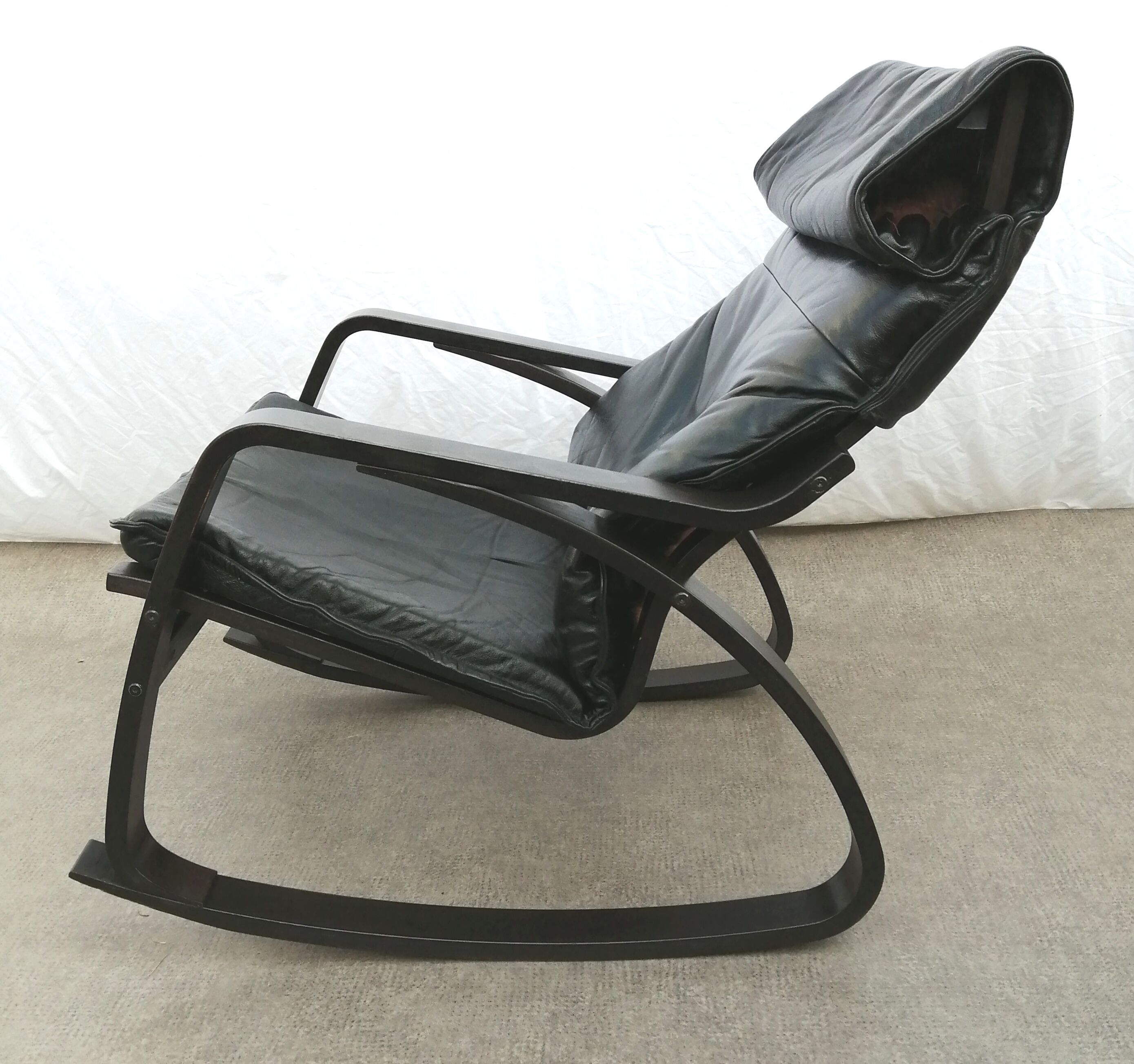 Ikea Poem leather rocking armchair from the vintage 1990s