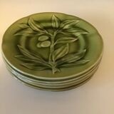 6 assiettes verte Choisy le Roi en parfait etat