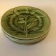 6 green Choisy le Roi plates in perfect condition