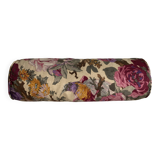 Coussin polochon de campagne en toile de lin 1950 à fleurs XL