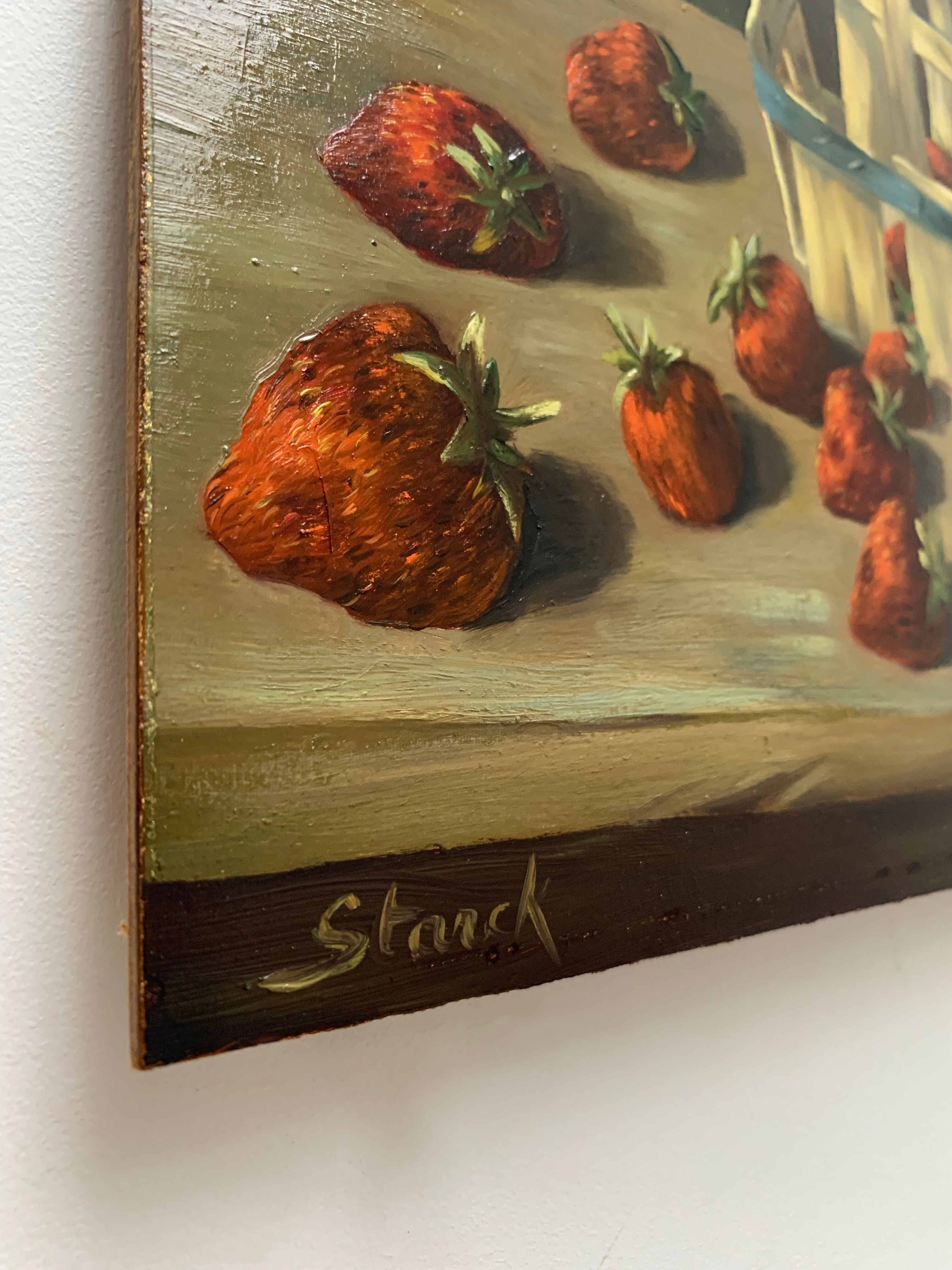 Still life painting strawberries