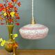 Vintage white clichy glass lampshade pendant light with red trim
