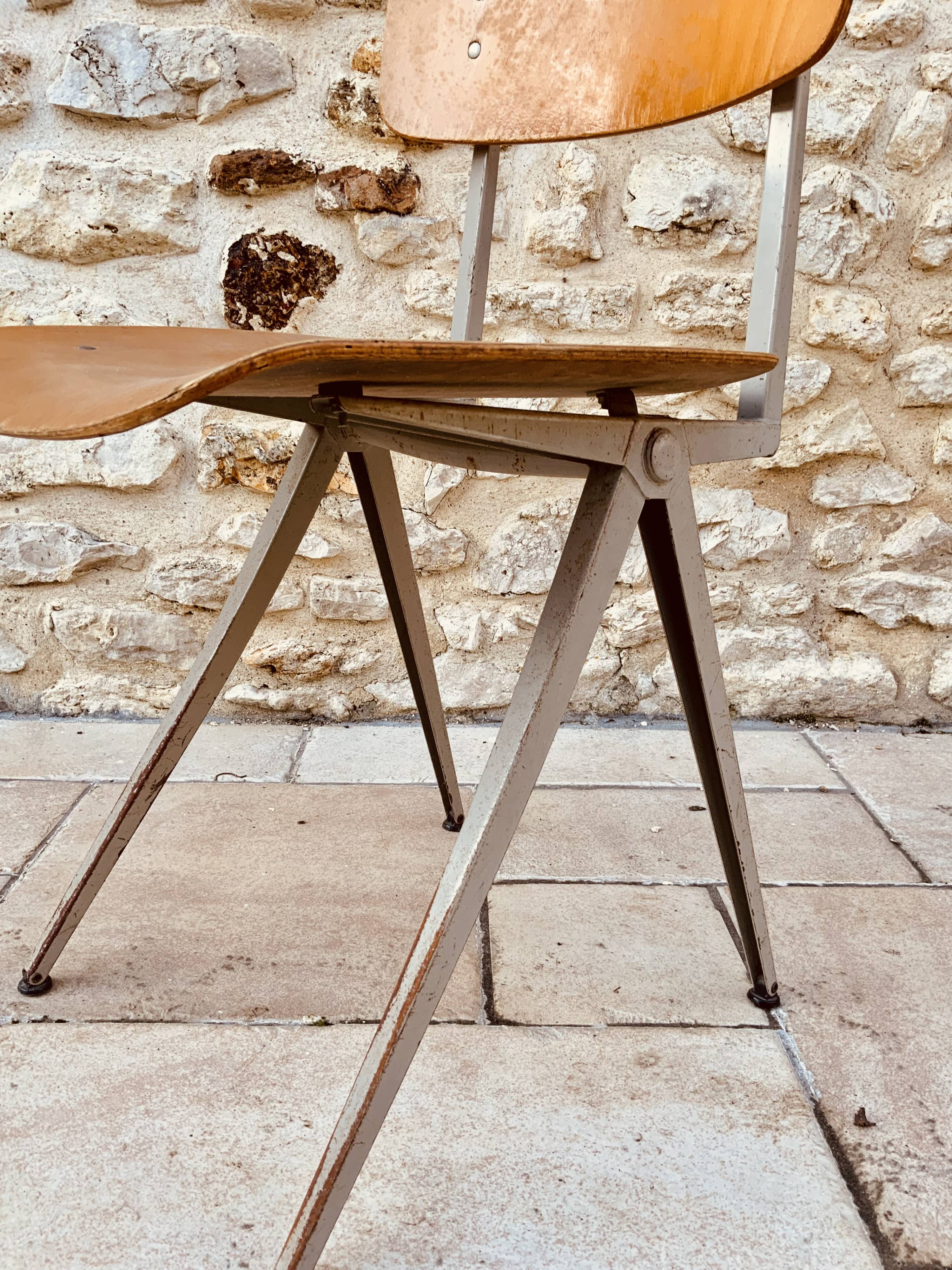 Compass chair in metal and wood 1950s/60s