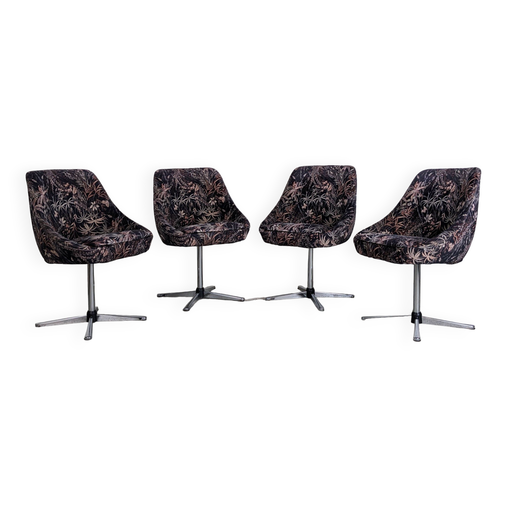 Set of 4 vintage swivel shell chairs - 1970s