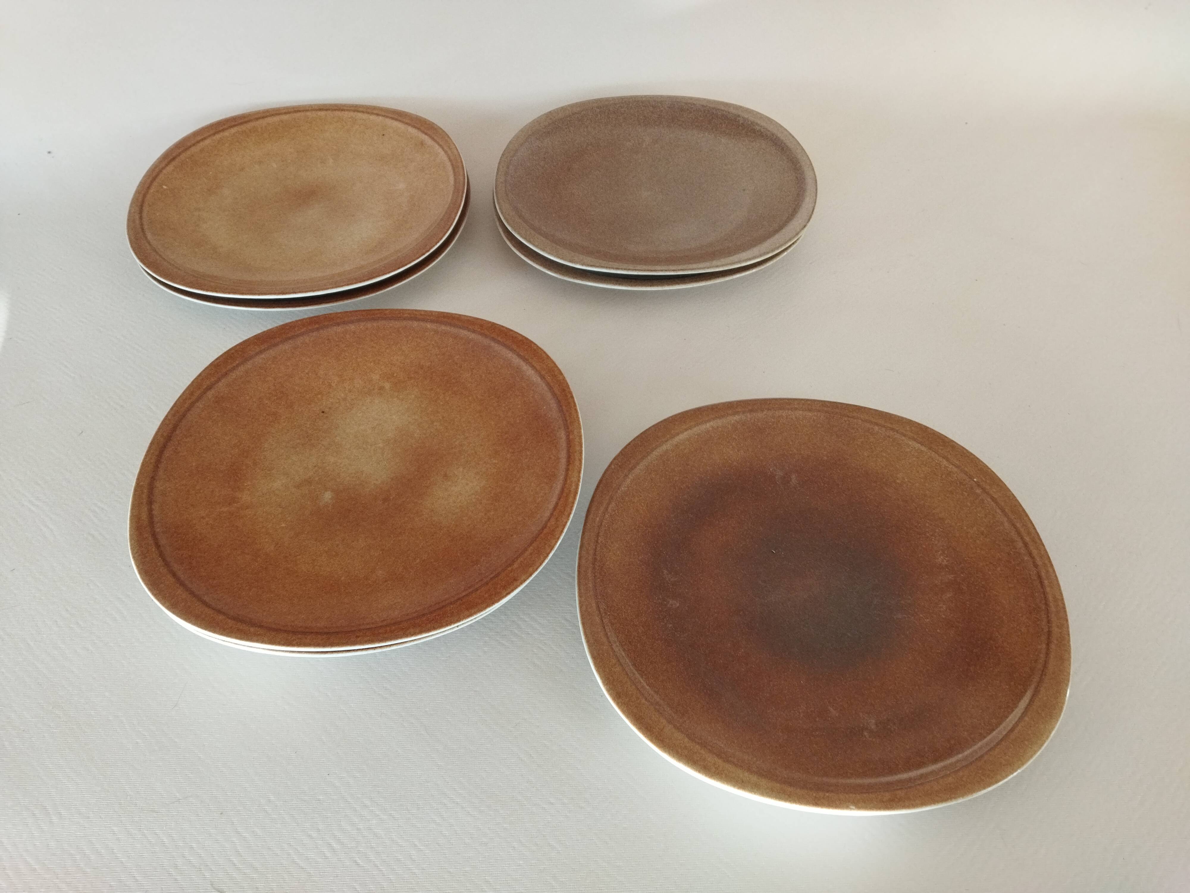 7 sandstone enamel dinner plates Sologne Porcelain
