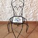 Plant holder "chair" in wrought iron and earthenware / vintage 60s-70s