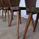 Set of 6 Vintage Brutalist Wooden Chair / Rustic Farmhouse Dining Chair