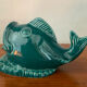 Cendrier vintage poisson en barbotine