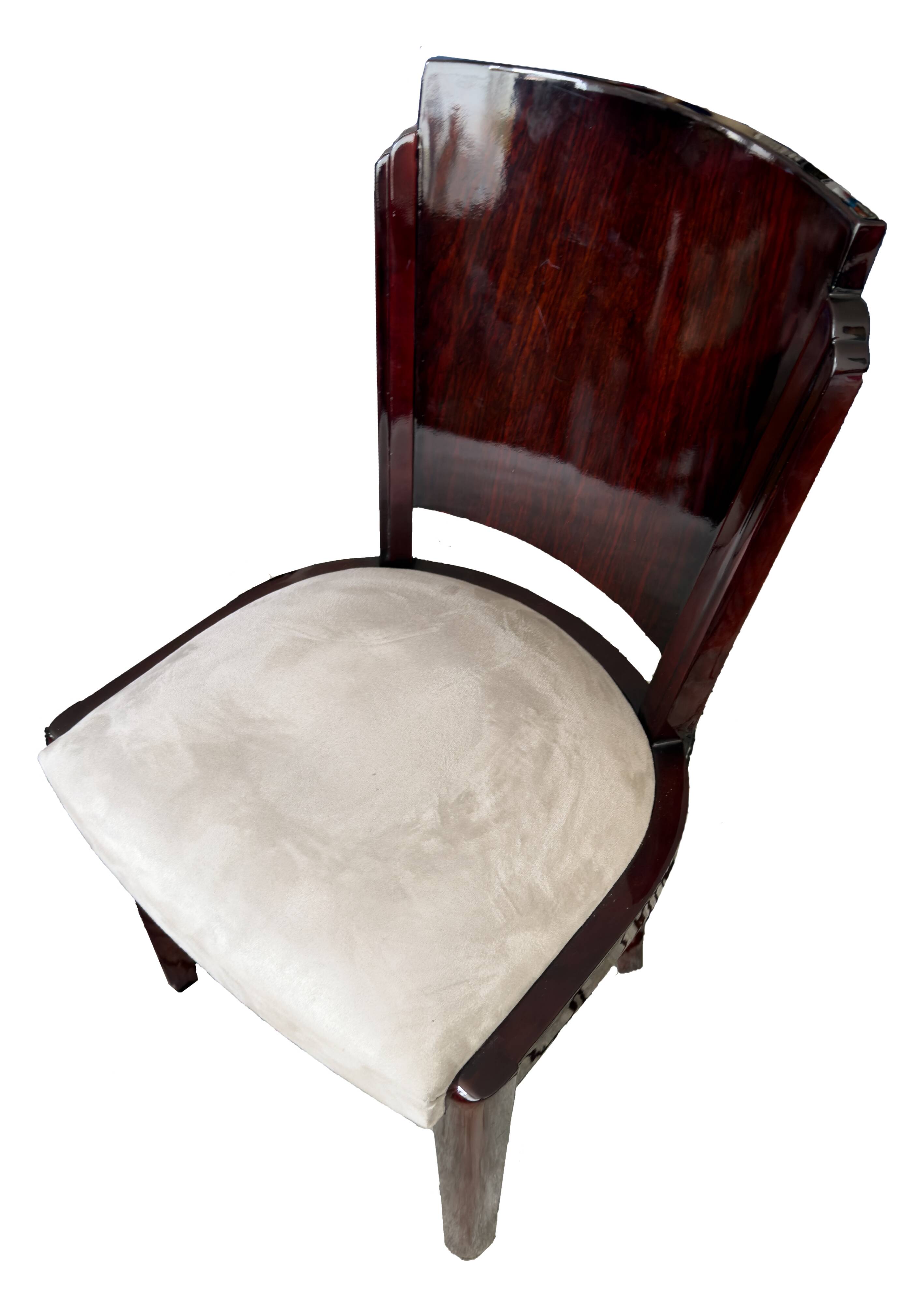 Table chair in rosewood and suede