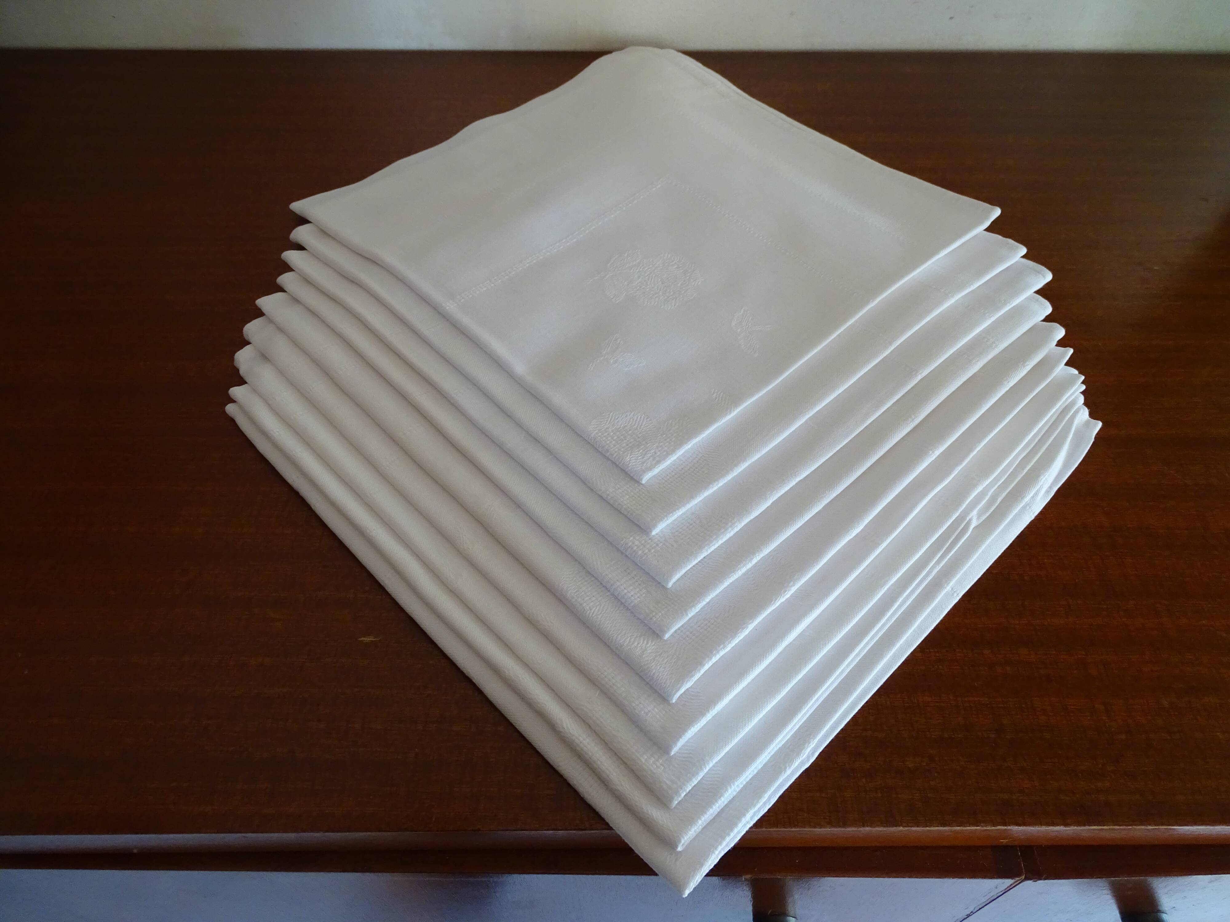 9 cotton napkins damask with flowers 48 x 48 cm