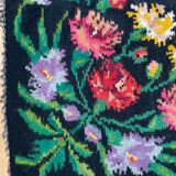 Large bohemian handwoven rug with amazing scenery and floral design, made in Romania 315x195cm