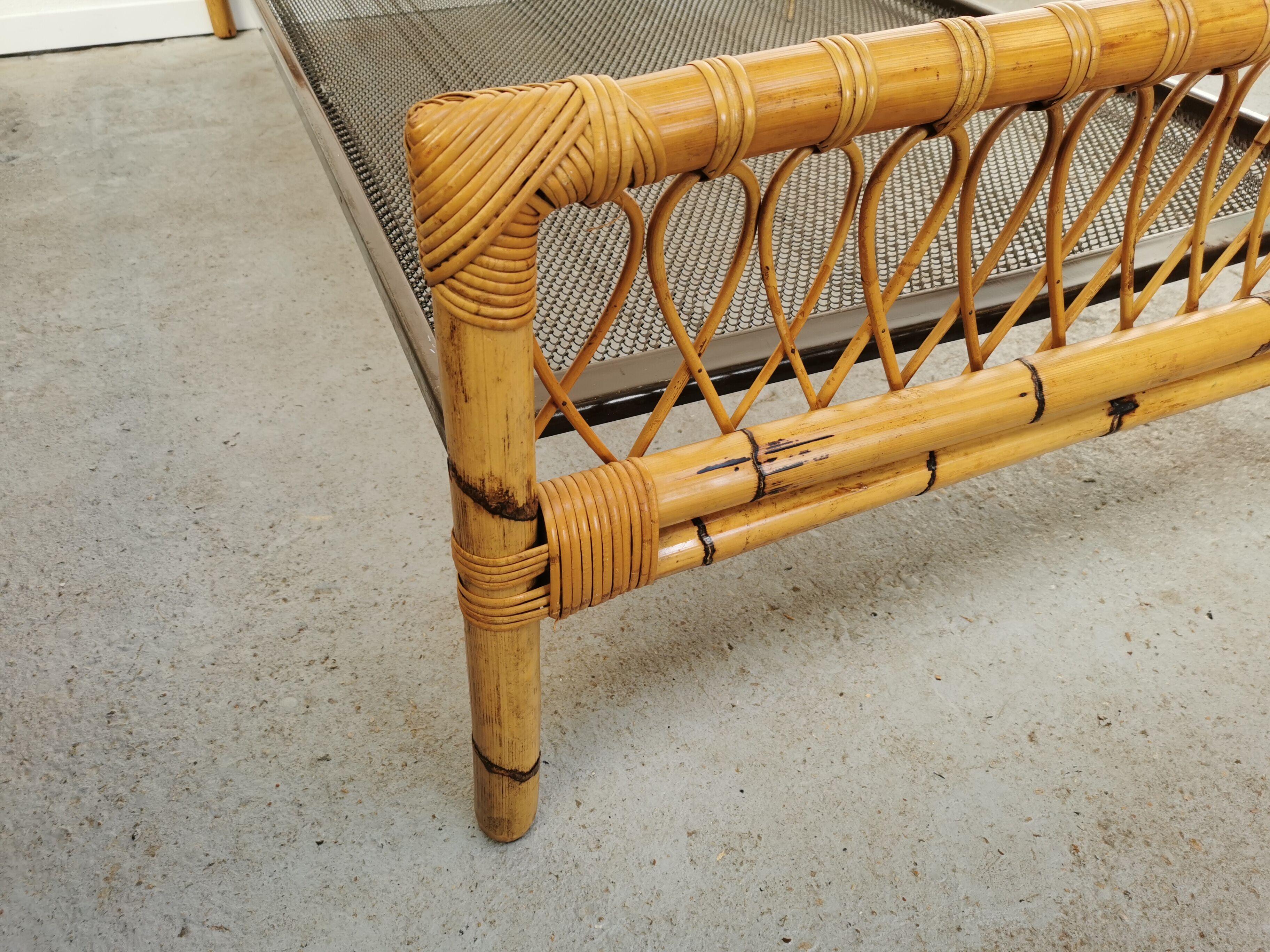 Pair of vintage rattan twin bed