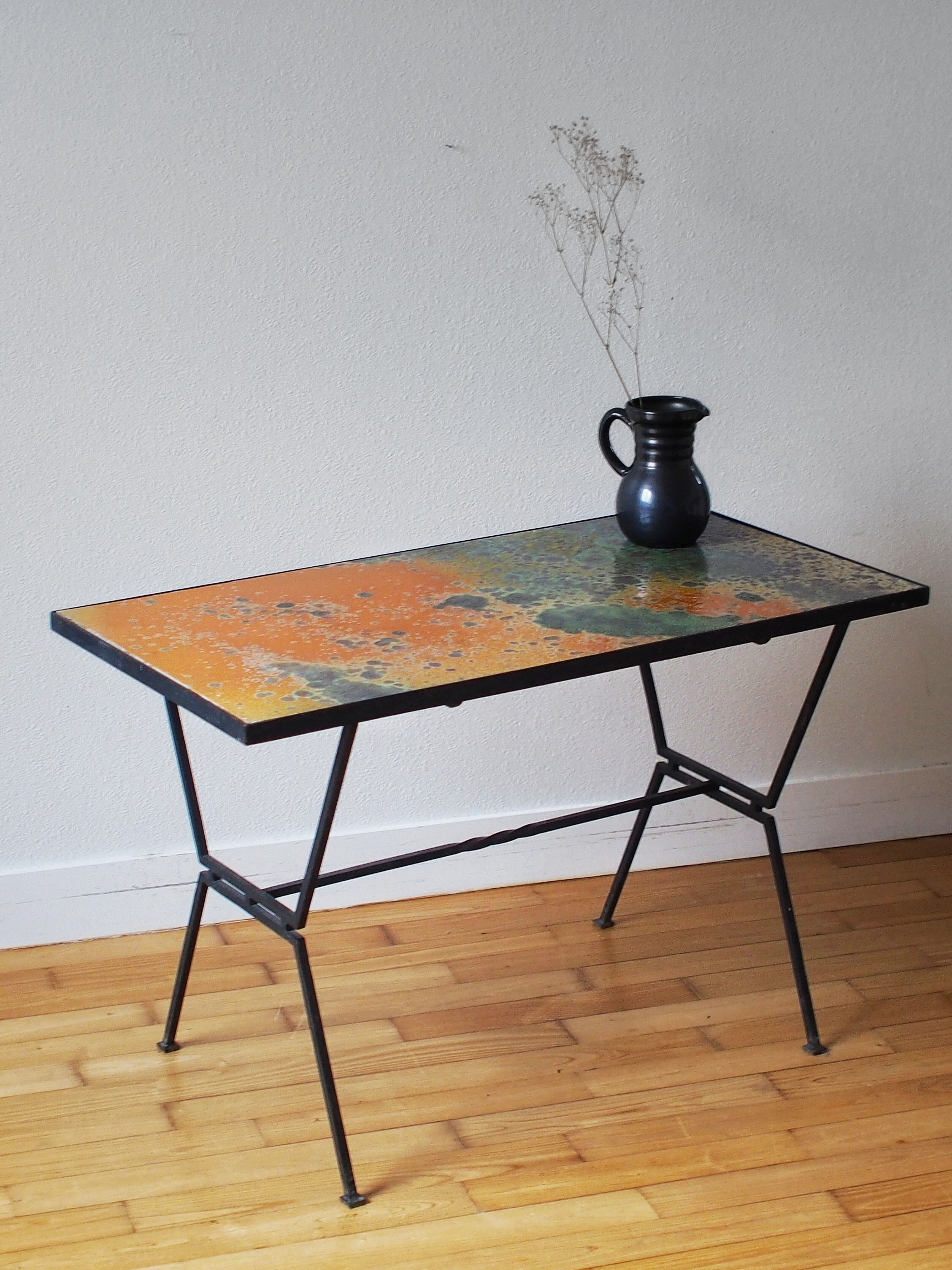 Enamelled lava coffee table
