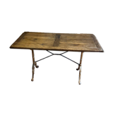 Bistro table in wood and enamelled cast iron