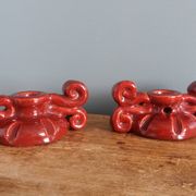 Bougeoirs en céramique artisanale bordeaux