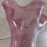 Pink bubble glass corolla vase