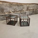 Two rattan and smoked glass tables, 1970