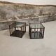 Two rattan and smoked glass tables, 1970