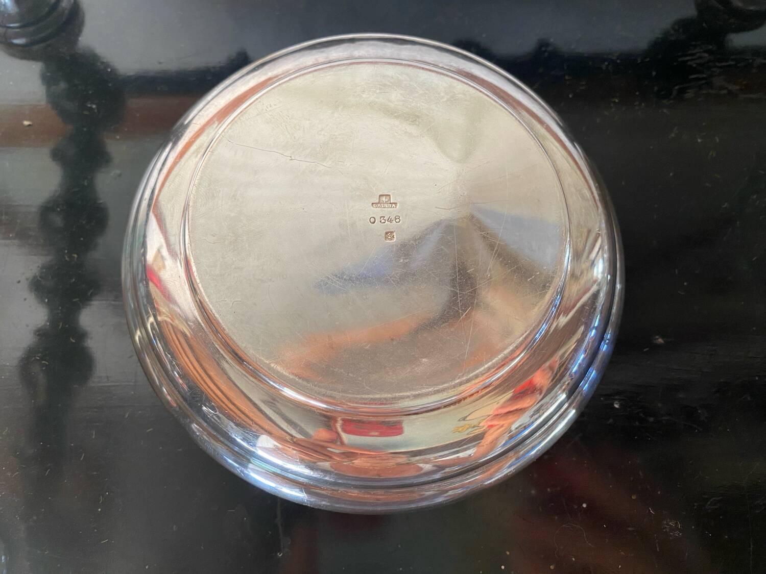 Gallia Art Deco glass and silver metal flower stand