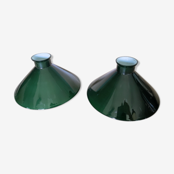 Lot 2 abat jour verre opaline vert