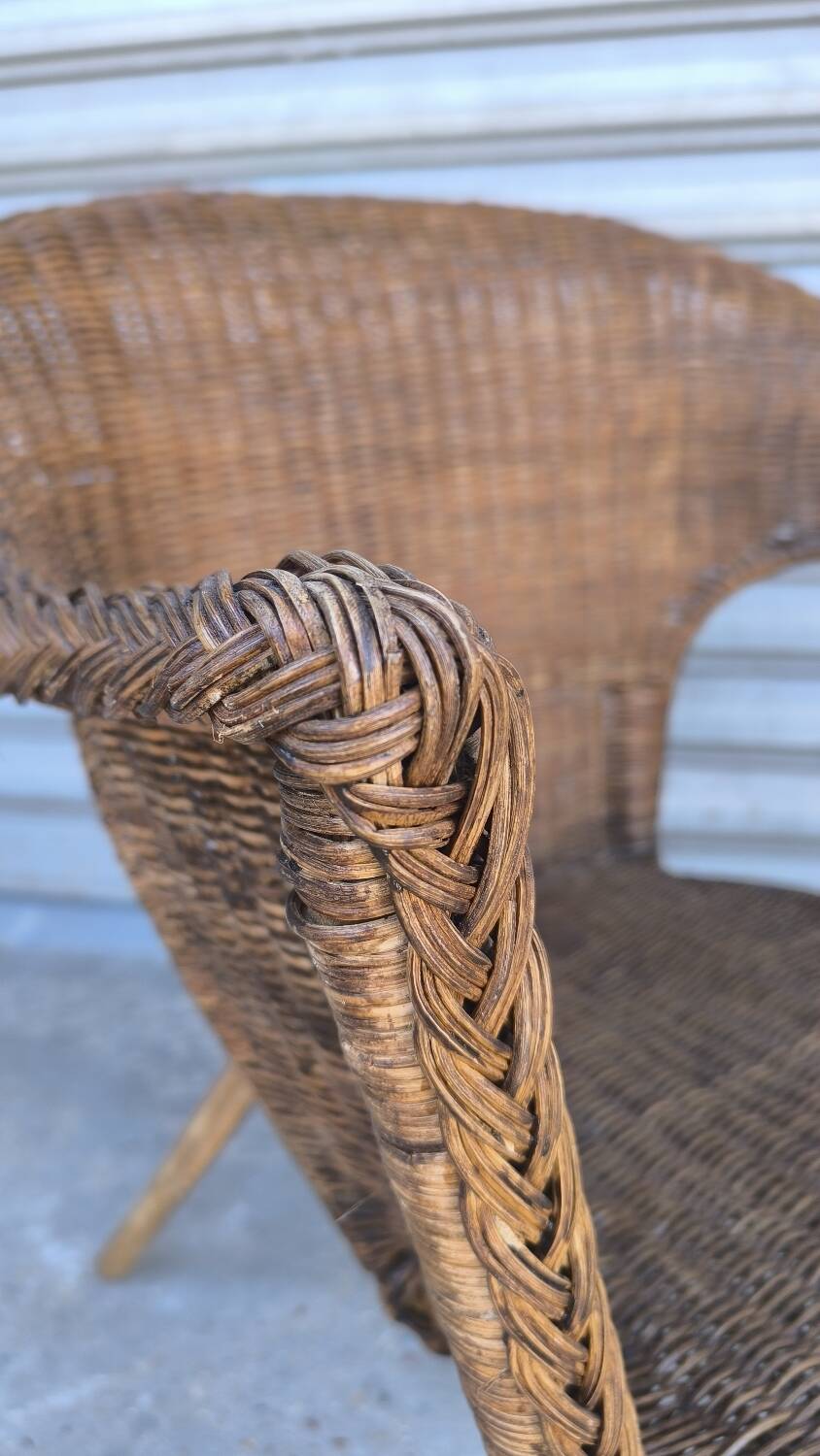 Fauteuil en osier des années 50