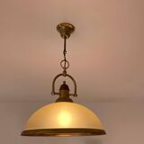 Lustre coupole verre et laiton