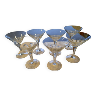 7 coupes cristal taillé. Cristallerie Doyen. TTBE.