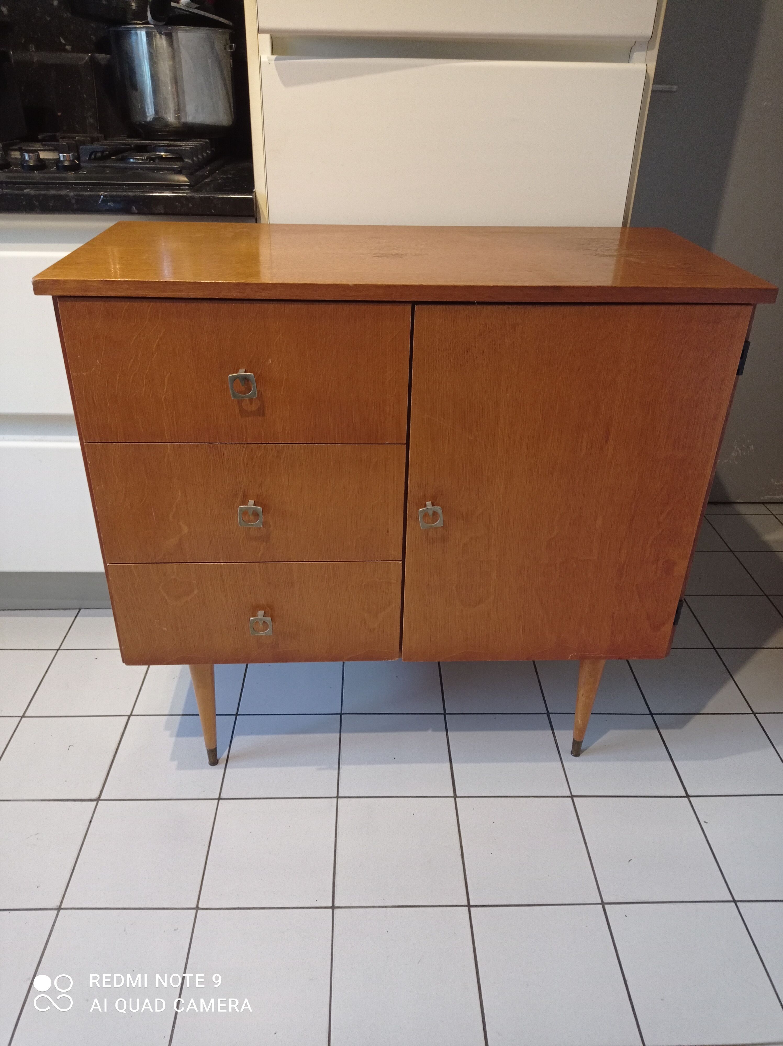 Old vintage Scandinavian chest of drawers 3 drawers and 1 compass foot holder