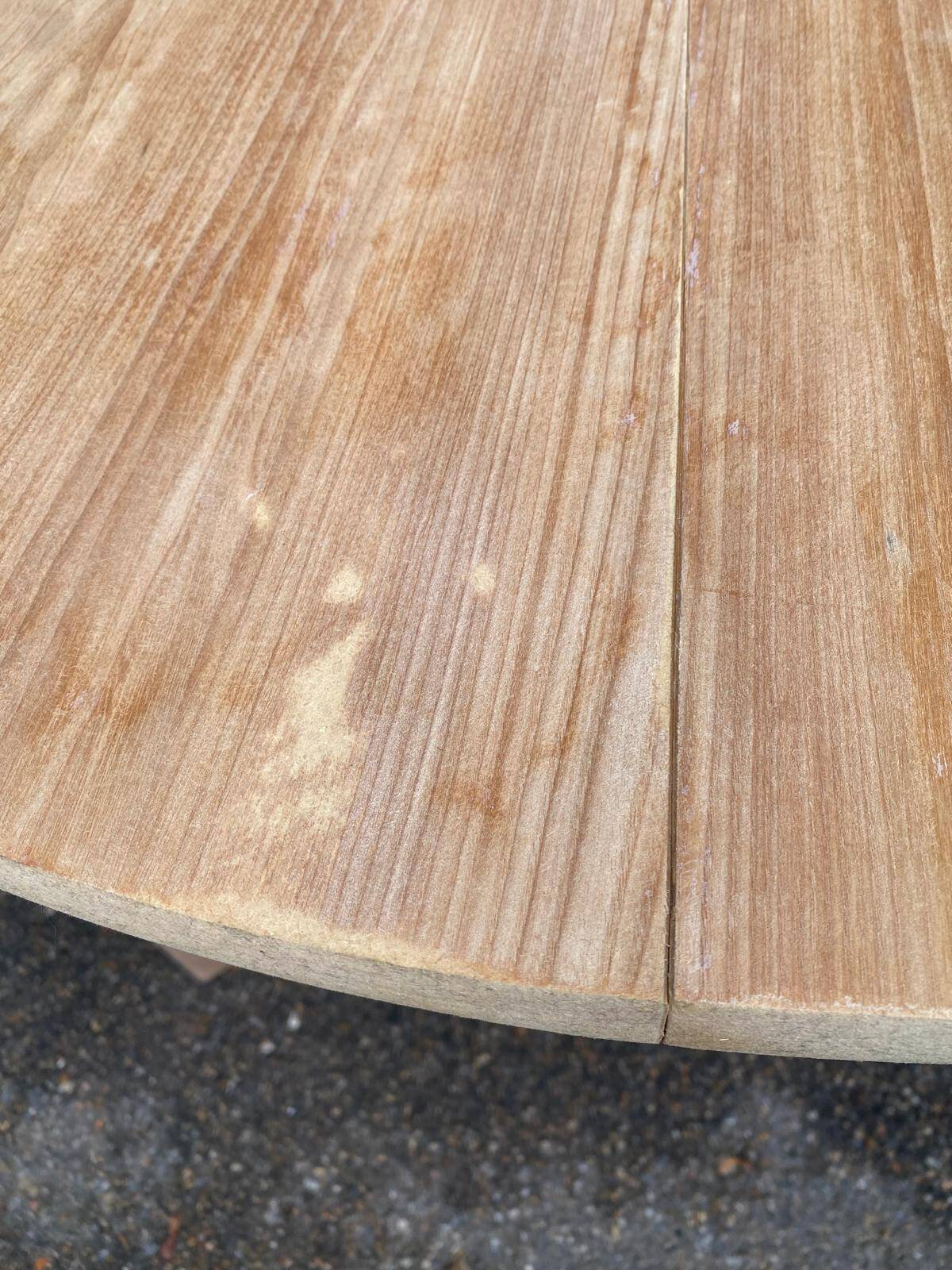 Scandinavian round extendable dining table stripped in raw oak 1980