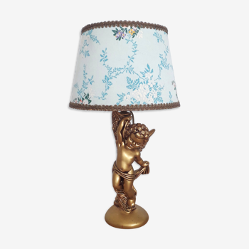 Table lamp / old bedside. Cherub / angel in gilded plaster. 60s