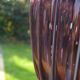 Grand vase verre soufflé et fer forgé sur pied douche