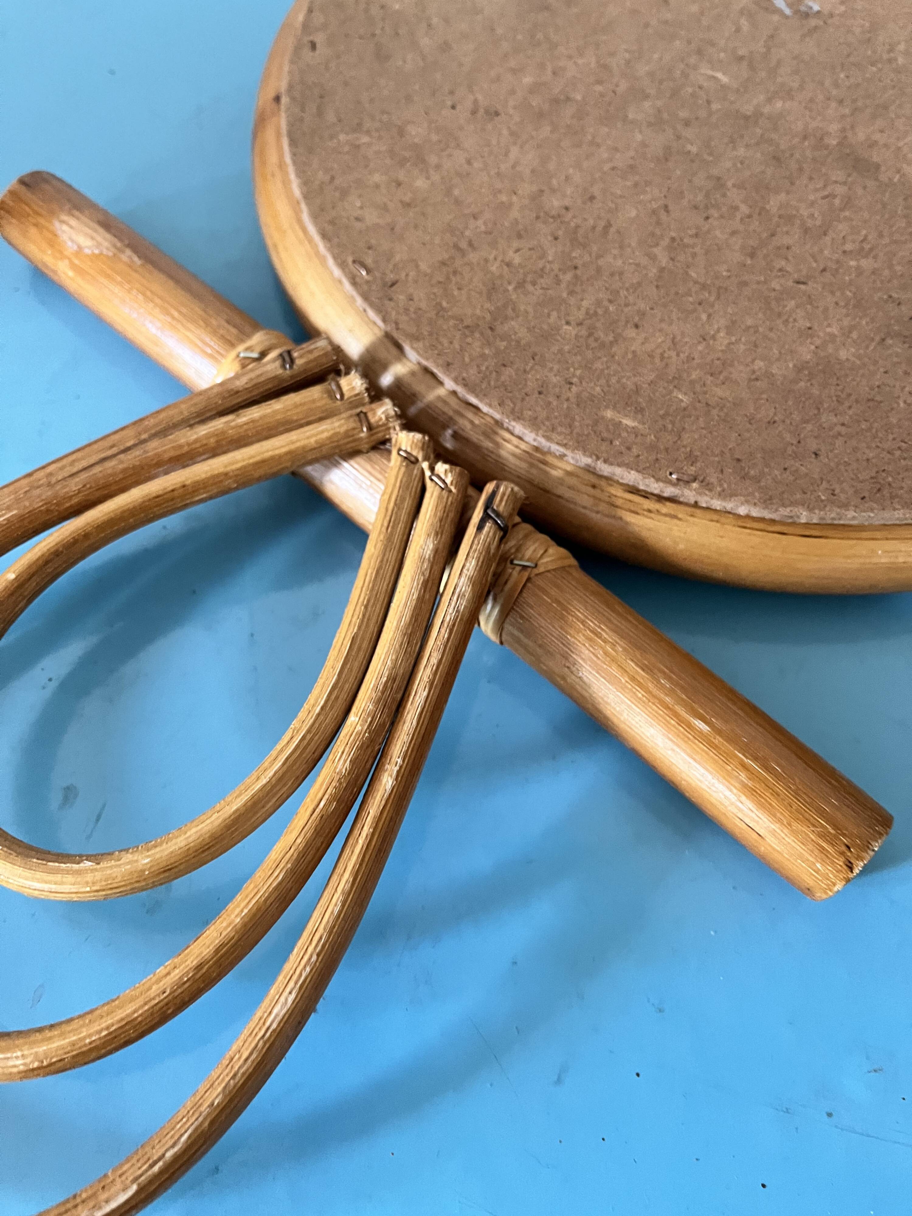 cat or owl rattan mirror from the 70s